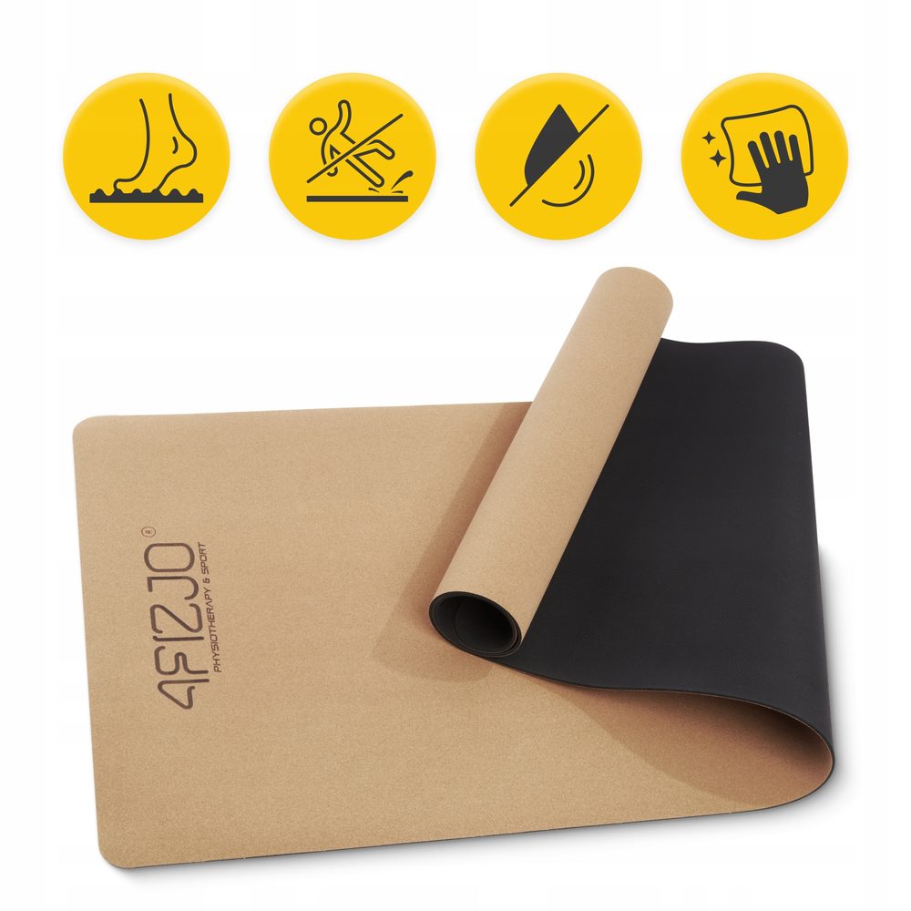 Коврик (мат) спортивный 4FIZJO Cork 183 x 61 x 0.4 см для йоги и фитнеса (P-5907739319562)