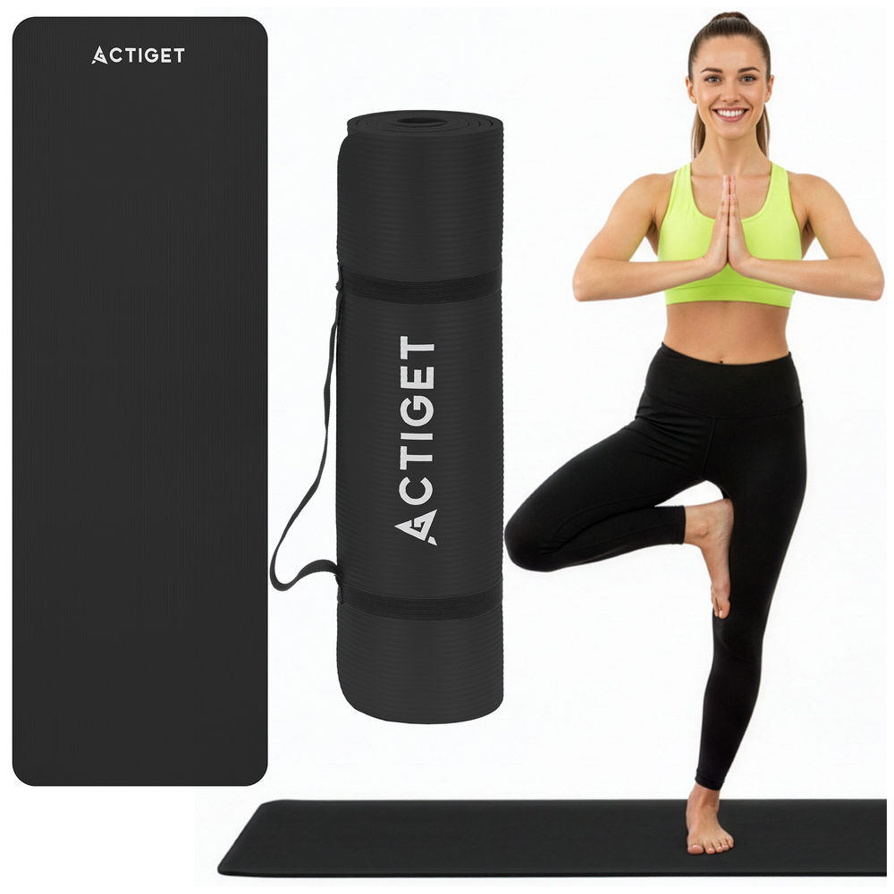 Коврик спортивный Actiget NBR 183 x 61 x 1 cм для йоги и фитнеса ACT0020 Black
