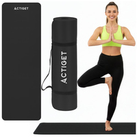 Коврик спортивный Actiget NBR 183 x 61 x 1 cм для йоги и фитнеса ACT0020 Black